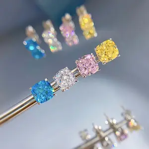 Fashion Fine 925 Sterling Silver Diamond Earring Jewelry Zodiac Custom Color CZ Ear Studs Earrings Women DIY Earring Findings