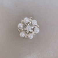 Kancing Mutiara Berbentuk Bunga dengan Hiasan Rhinestone untuk Pakaian, Mantel, Sweater, Kancing Jepret Dekoratif