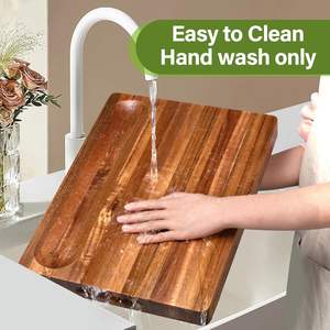 Tabla de Cortar de Madera de Acacia Gruesa de 16x12 Pulgadas con Ranura para Jugos, Compartimento de Clasificación, Tabla de Charcutería, Queso y Carnicería - Product Image 6