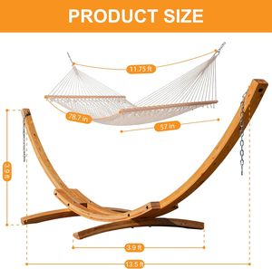 Support de <span class=keywords><strong>hamac</strong></span> <span class=keywords><strong>en</strong></span> <span class=keywords><strong>bois</strong></span> naturel de 13 pieds avec <span class=keywords><strong>hamac</strong></span> double <span class=keywords><strong>en</strong></span> corde, <span class=keywords><strong>hamac</strong></span> <span class=keywords><strong>en</strong></span> coton tissé à la main pour <span class=keywords><strong>2</strong></span> <span class=keywords><strong>personnes</strong></span>, pour patio, jardin, cour - Product Image 5