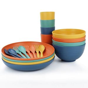 High Quality <b>Bowls</b>, Cups, <b>Plates</b>, 20Piece Wheat Straw Dinnerware Set - Product Image 1