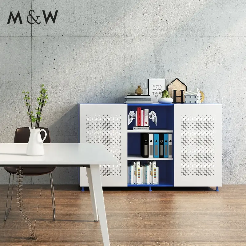 M&W Office furniture two doors steel storage 3 shelves adjustable office storage steel filing cabinet