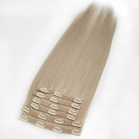 Extensions de cheveux humains Remy à clipser sans couture, blond naturel, soyeux et lisse, double épaisseur, qualité supérieure, pour femmes