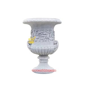 Vaso da giardino in pietra artigianale in marmo bianco di lusso scultura di arte floreale per esterni Plaza Garden & Street decorazione del paesaggio - Product Image 3