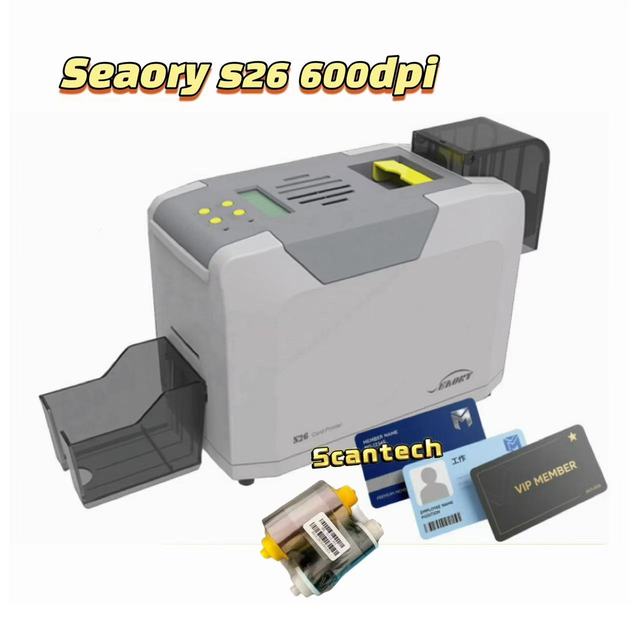 Original Seaory S26 Dye Sublimation Plastic Card Printer 600dpi NFC PVC ID Card Printer Desktop Rfid Business Card Printer