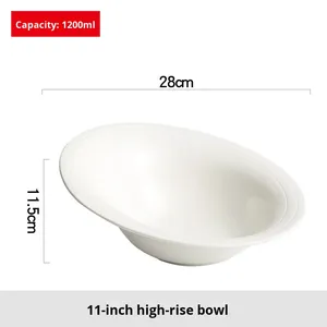 Bol à salade en céramique surélevé et incliné, origine Quanzhou, grande valeur esthétique, grande taille pour légumes, vaisselle de style japonais - Product Image 6