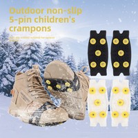 Bottes de montagne et d'alpinisme pour l'extérieur, avec crampons à 5 pointes jaunes pour la glace ; Couvre-chaussures antidérapants pour routes hivernales et chutes.