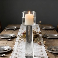 Présentoir à bougie en cristal conique poli à la main, en forme de torche, pour centre de table de mariage élégant