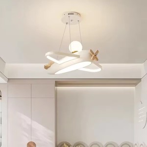 Candelabro de <span class=keywords><strong>techo</strong></span> <span class=keywords><strong>Led</strong></span> de diseño de avión nórdico regulable para guardería, lámpara de habitación de niños, decoración del hogar, <span class=keywords><strong>luminaria</strong></span> colgante de bola circular - Product Image 1