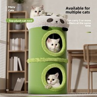 Arbre à chat double couche intégré avec maison et seau en sisal, gain de place, idéal pour l'hiver, pour usage domestique, jouets pour animaux de compagnie