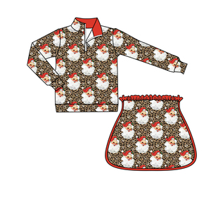 Tenues de Noël pour bébés filles en coton biologique à manches longues avec imprimé bonhomme de neige et Père Noël, vêtements assortis pour sœurs, vente en gros - Product Image 3