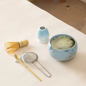 Wholesale Handmade Matcha <b>Tea</b> Tools Accessories Bamboo Whisk <b>Tea</b> Scoop Ceramic Matcha Bowl with Cute Cat Pattern Gift Package - Product Image 2