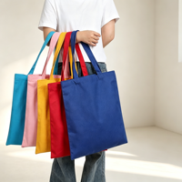 Sac fourre-tout en toile de coton écologique coloré 21x23x10cm avec poignée en ruban/corde et soufflet de fond, en stock pour les commandes en gros