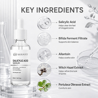 Extrait biologique de Portulaca Oleracea et acide salicylique, sérum liquide pour le visage et le corps avec extrait de noisette - hydratant, apaisant, raffermissant