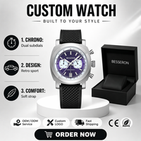 Montre-bracelet chronographe rétro de luxe haut de gamme avec bracelet en acier inoxydable et mouvement MIYOTA pour usage professionnel et sportif