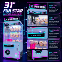 Neofuns 31 pouces Fun Star Machine à griffes à monnayeur avec cabinet en fer et bandes lumineuses LED, direct usine