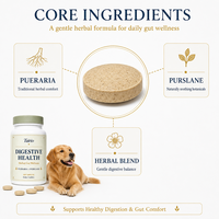 Comprimés de Pueraria Purslane pour la santé digestive des chiens, formule à base de plantes pour le bien-être intestinal, 100 unités, soin quotidien, naturel, OEM
