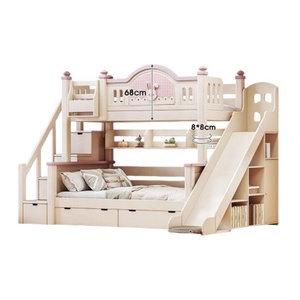 Litera Moderna de Madera Tamaño Queen Color Rosa Estilo Princesa para Niñas con Almacenamiento, Mueble Duradero para Dormitorio, para Escuelas, Hoteles y Villas - Product Image 1