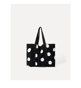 New retro fashion tote <b>bag</b> black and white polka dot <b>large</b> capacity <b>canvas</b> handbag single shoulder <b>bag</b> for women - Product Image 3