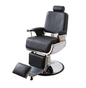 Sillón de Barbería de Diseño Italiano Moderno y Lujoso, Cuero PU de Alta Calidad con Base Cromada, Reclinable, Hidráulico, para Estilistas - Product Image 1