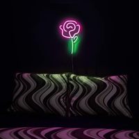 Letrero de Neón Rosa en Tendencia 2026, Decoración de Pared LED con Diseño Floral para Habitación de Niñas, Publicidad, Centro Comercial, Regalo de Boda