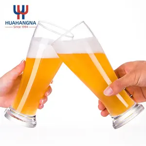 HUAHANGNAカスタムロゴ15.56ozビールグラスマグ460mlクリアジュースウォーターグラスクリアビールピルスナーグラス