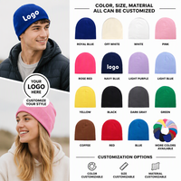 Bonnets en acrylique solide de qualité, chauds pour l'hiver, sans revers, avec logo personnalisé, bonnets tricotés colorés sur mesure, grande taille, vente chaude