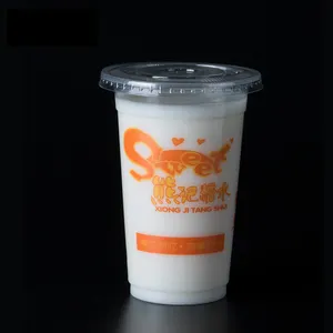 Copos descartáveis plásticos do suco do milkshake, 600p-95 500ml 16oz