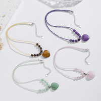 Collier bohème en perles de riz en pierre naturelle d'améthyste, best-seller transfrontalier, bijoux en gros