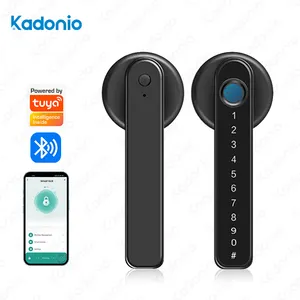 Kadonio Tuya Smart Handle Biometric Fingerprint Password Key Unlock Digital Electronic Door Lock App Remote For Bedroom Home