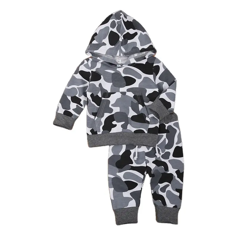 Children Popular Camouflage Print Round-neck Baby Boys Hoodies+Pants Suit Toddler Clothes Cotton Soft Baby Clothing Set 2pcs