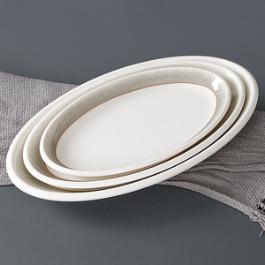 Xiangyuan American Commercial Restaurant <b>Melamine</b> Fish <b>Plate</b>, Imitation Porcelain Dish <b>Plate</b>, Plastic Dinner <b>Plate</b>, Oval <b>Plate</b>, - Product Image 1