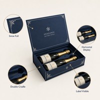 Boîte cadeau personnalisée à double bouteille de champagne avec fermeture magnétique, emballage rigide en papier pour deux bouteilles de vin mousseux, vente en gros