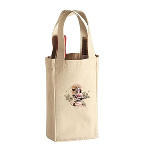 Sac de rangement pour bouteille de vin en toile de coton, petit format, personnalisable, sac fourre-tout cylindrique en coton avec une poignée – Offre Spéciale - Product Image 1