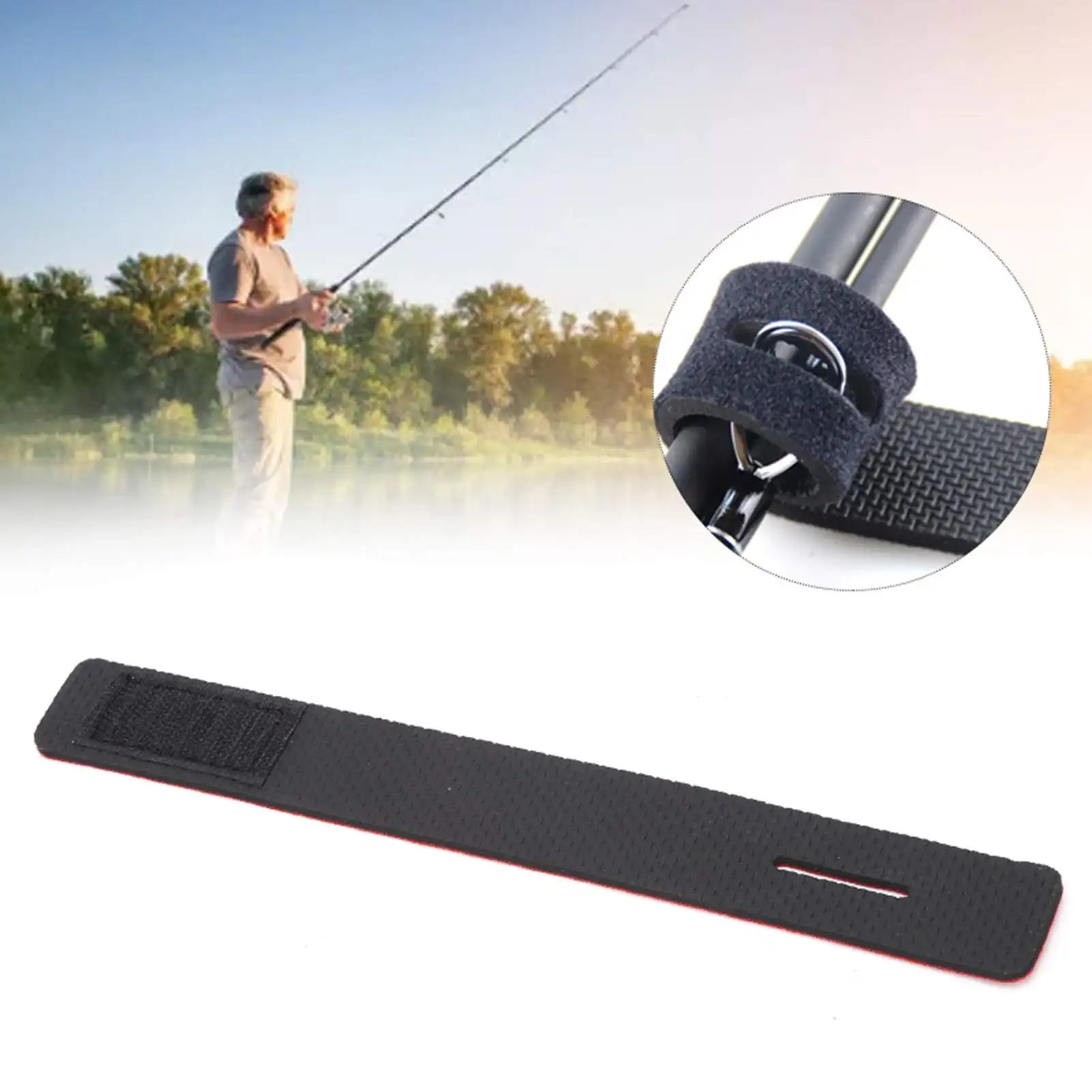 Fishing Accessories Outdoor Storage Protection Neoprene Adjustable Cable Tie Band Tackle Belt Rod Strap Fishing Rod Belt