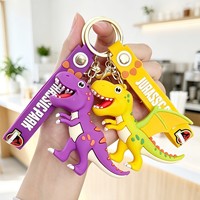 Porte-clés en silicone dinosaure T-Rex de dessin animé créatif et mignon, le plus populaire de 2026, pour sac d'école d'étudiant