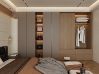 Armoire en bois moderne sur mesure avec portes battantes, armoire de rangement pour chambre à coucher, meuble de grande capacité pour appartement