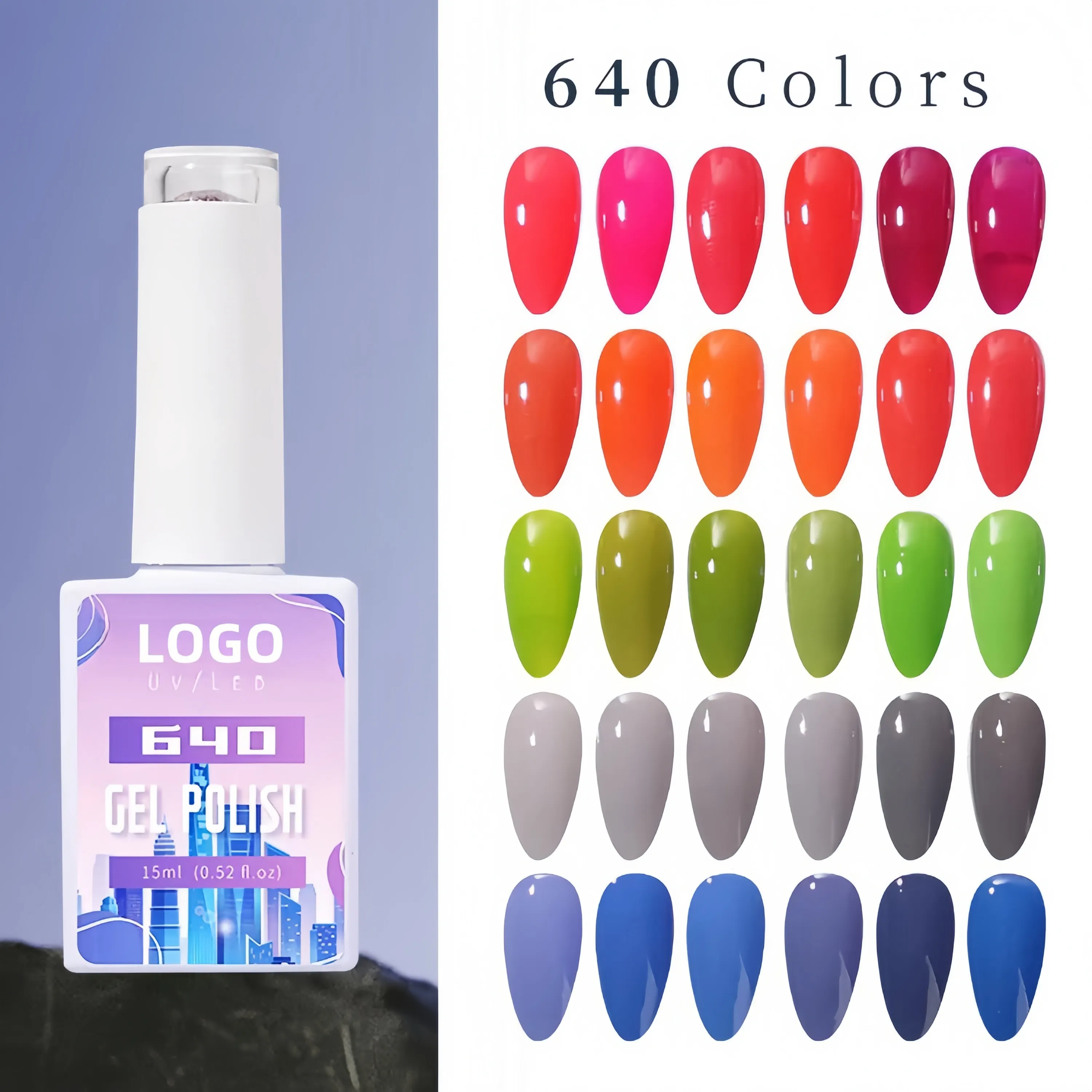 Hete Verkoop Nieuwe Hema Gratis 640 Kleuren Groothandel Verkoper Oem Private Label 15 Ml Doorweekt Hema Gratis Custom Logo Uv Nagellak