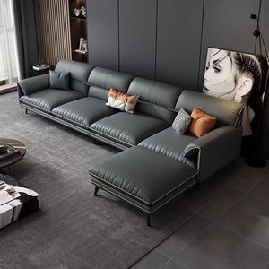 Divano in vera pelle <span class=keywords><strong>blu</strong></span> di fascia alta minimalista italiano importato <span class=keywords><strong>moderno</strong></span> <span class=keywords><strong>soggiorno</strong></span> con divano a forma di L - Product Image 1