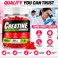 Gummies de créatine monohydrate à marque privée OEM pour femmes, favorisant la croissance musculaire et la force, certifiées CGMP, Halal, HACCP