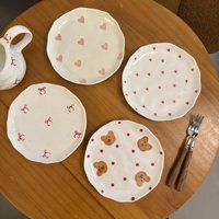 Ensemble de tasses à thé et d'assiettes à dessert en porcelaine peintes à la main, forme irrégulière florale, passe au lave-vaisselle et au micro-ondes, articles cadeaux