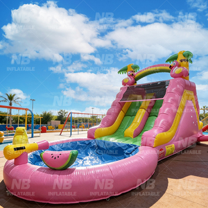 Commercial PVC Inflatable Water Park <b>Slides</b> With Splash Pool Event Rental <b>Slide</b> <b>Small</b> for Kids Inflatable Castle Tropical - Product Image 2