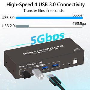 Commutateur <span class=keywords><strong>HDMI</strong></span> Justlink DP HDMI2.0 USB2.0 <span class=keywords><strong>2x2</strong></span> KVM pour PC, projecteur, ordinateur portable, 4K 60Hz HDR USB2.0 DP - Product Image 5