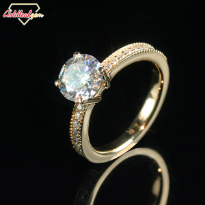 Anillo de Compromiso de Lujo Personalizado, Certificado por GRA, Oro Amarillo de 10k, 14k, 18k, Engaste de Puntas, Corte Brillante, Anillo de Moissanita de 1-5 Quilates para Fiesta - Product Image 1