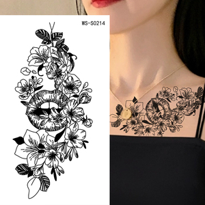 30 Uds negro pequeño tatuaje temporal flores pegatinas <span class=keywords><strong>para</strong></span> hombres <span class=keywords><strong>mujeres</strong></span> impermeable mariposa flor falso tatuaje pegatinas <span class=keywords><strong>para</strong></span> mano cuerpo - Product Image 6