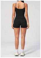 Ensemble de short de sport respirant pour femme avec débardeur de yoga à bretelles réglables, soutien-gorge intégré extensible dans les 4 sens avec coussinets et logo personnalisé