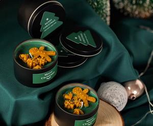 <span class=keywords><strong>Vela</strong></span> de Navidad Decoraciones para el hogar Caja de lata de cera de soja Galleta de jengibre personalizada <span class=keywords><strong>Vela</strong></span> de Navidad perfumada de vainilla <span class=keywords><strong>verde</strong></span> - Product Image 3