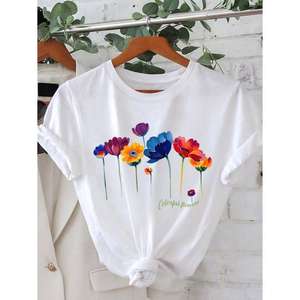 Camisetas Casuales de Algodón para Mujer y Niña, Estampado de Arcoíris, Secado Rápido, Transpirables, Cómodas, Ligeras, Tejido Suave, Uso Diario, Verano - Product Image 5