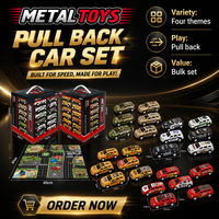 QSTOYS Ensemble de voitures miniatures en alliage à rétrofriction, collection de véhicules métalliques avec tapis de jeu