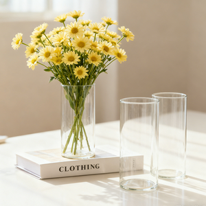Jarrones al por Mayor Estilo Nórdico, Floreros de Mesa, Floreros Cilíndricos, Jarrones de Vidrio Transparente para Centros de Mesa de Boda - Product Image 1